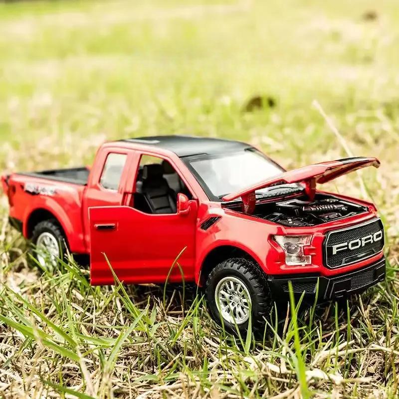 Νέο 1:32 Ford Raptor F150 Pickup όχημα εκτός δρόμου από χυτό μεταλλικό κράμα Μοντέλο αυτοκινήτου Ηχητικό φως Συλλογή τραβήγματος πίσω Παιδικά παιχνίδια Δώρα A188