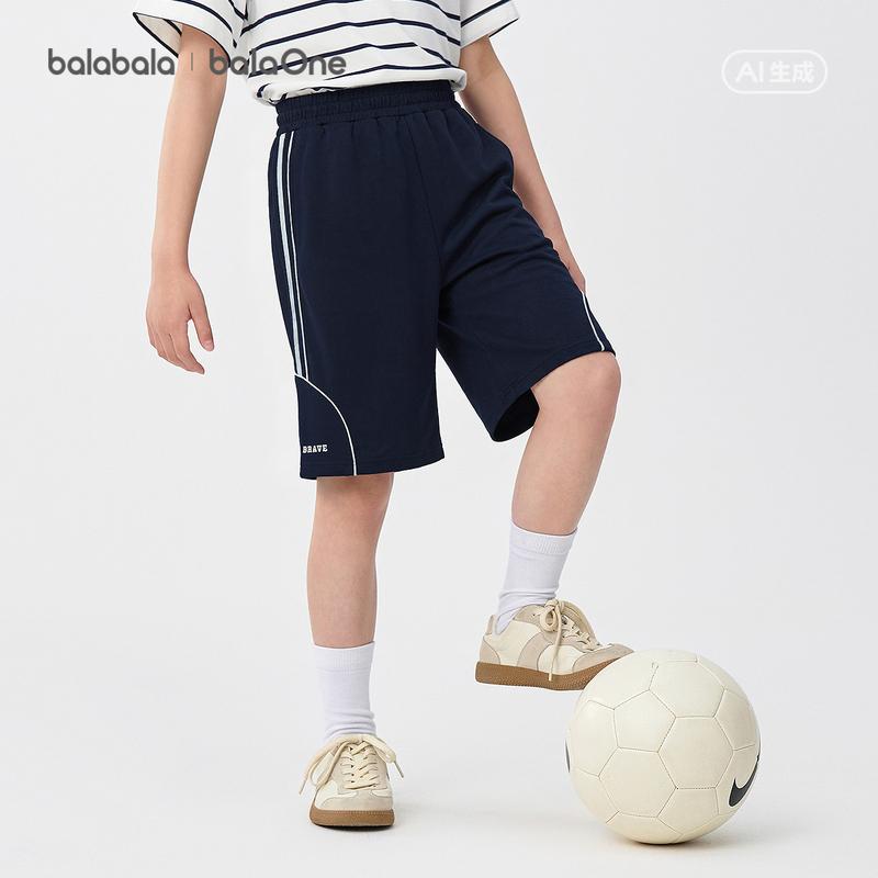 Balabala shorts for boys in summer, 2026 new straight leg sweatpants, made of pure cotton, comfortable and skin friendly