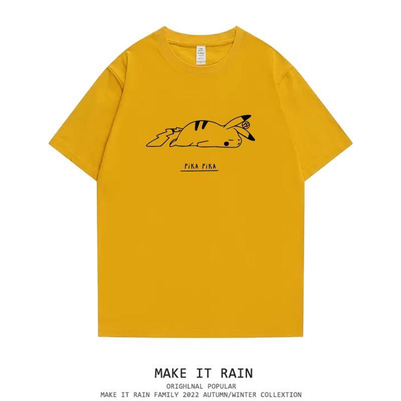 

Japanese Super Hot Pikachu Trendy Printed Short Sleeved Tshirt Summer Trend Ins Versatile Top Tshirt Simple Mens and Womens 4XL