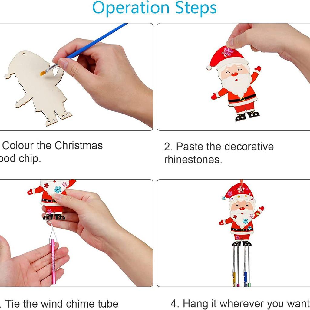 Christmas Butterfly Pirate Wooden Wind Chime for Kids DIY Classroom Hanging Craft Decora