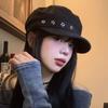 Black Star Hole Berets Vintage Newsboy Hats Fashion Octagonal Cap  Streetwear