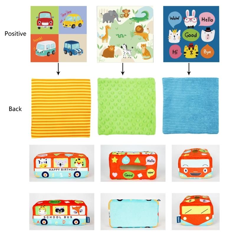 Tissue Box Toddler  Toy Babies Sensory Toy with Crinkle Paper & Rainbow Dance Scarves Infants Learning Toy