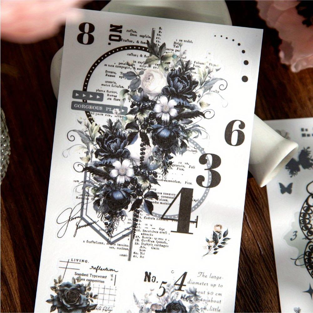 6 listů série květinový deník materiál na poznámkový blok papírové karty květiny a okraj materiál na koláž do poznámkového bloku
