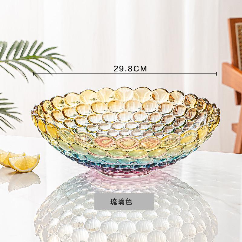 Colorful Crystal Glass Fruit Bowl Large Snack Dish for Home Living Room Dry Fruits Candy Serving Tray