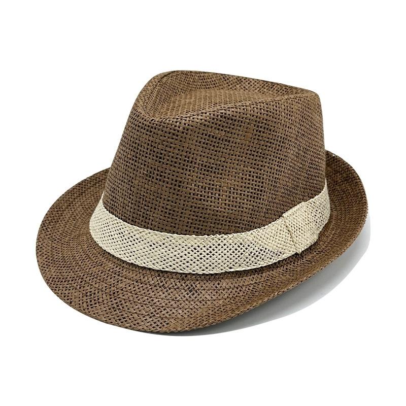 British Jazz Hat for Men Spring and Summer New Style Sun Protection Straw Hat Seaside Beach Hat Straw Casual Hat