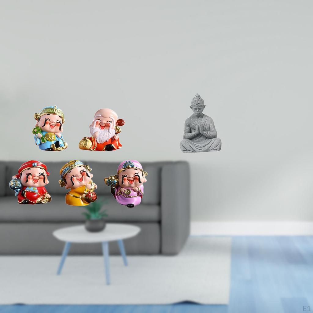 Fortune God Resin Sculpture And Monkey Buddha Figurine Miniature Wealthy Statue for Bedroom Desk