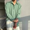 Men's Korean Style Loose Fit Ice Silk Shirt - White/Black, No Iron, Casual Drape
