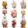 9pcs Temporary Tattoo Flower Bouquets Illustration Floral Arrangements Waterproof Long-lasting Body Stickers For Children