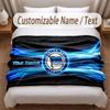 Hertha BSC Bedruckte Flanelldecke Benutzerdefinierter Name Text Weiche Warme Decke für Schlafzimmer Feiertagsgeschenk