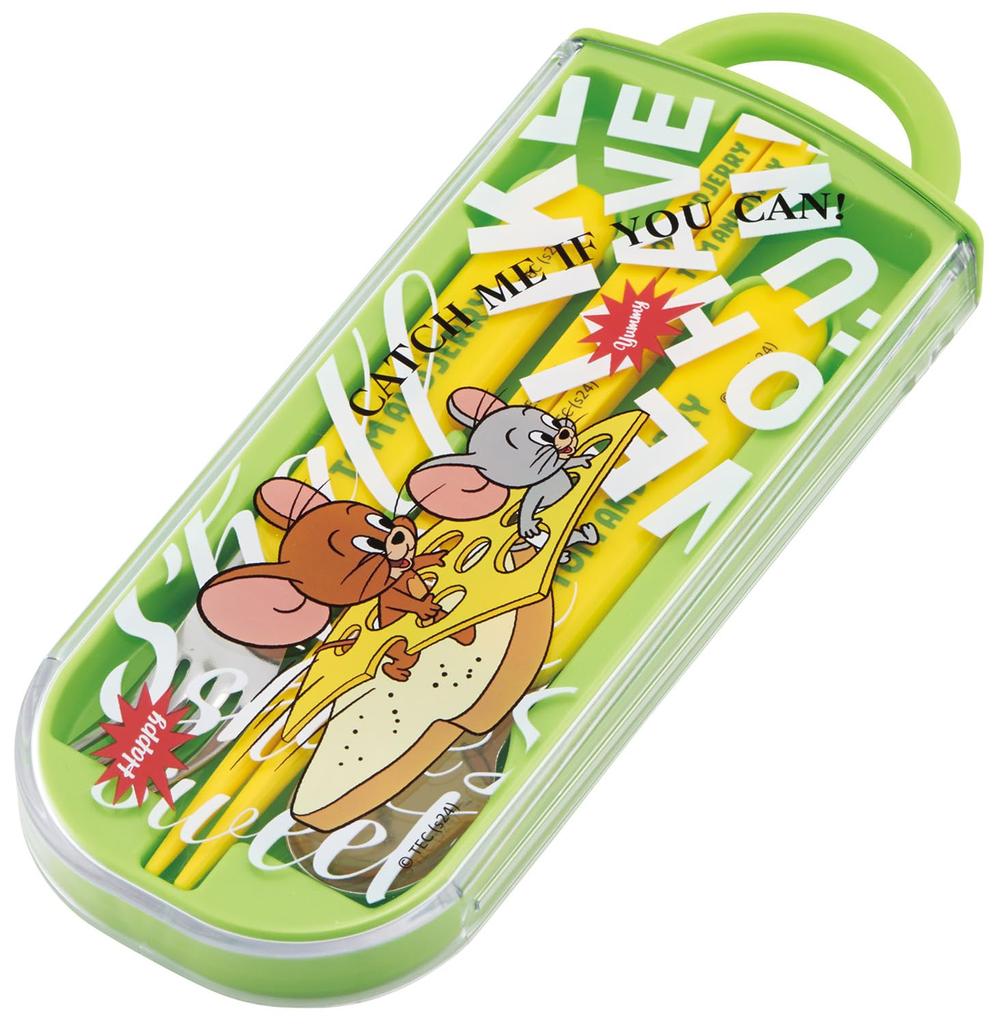 Skater Lunch Box Trio and Made In Tom and Jerry EAT TACC2AG69100 Kids' Set, Chopsticks, Spoon, Fork, Kids' Cutlery, Antibacterial, Easy-Open