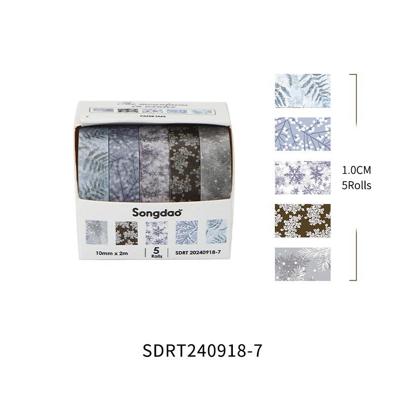 5 Rollen/Set Winterberg-Serie Blumen Washi Tape Saisonale Blumen Blätter Dekorativ Schnee Masking Tapes für Kunst DIY