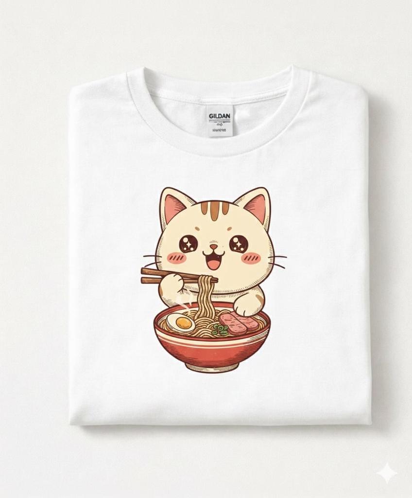 Kawaii Cat Ramen T-Shirt – Anime Noodle Lover Tee