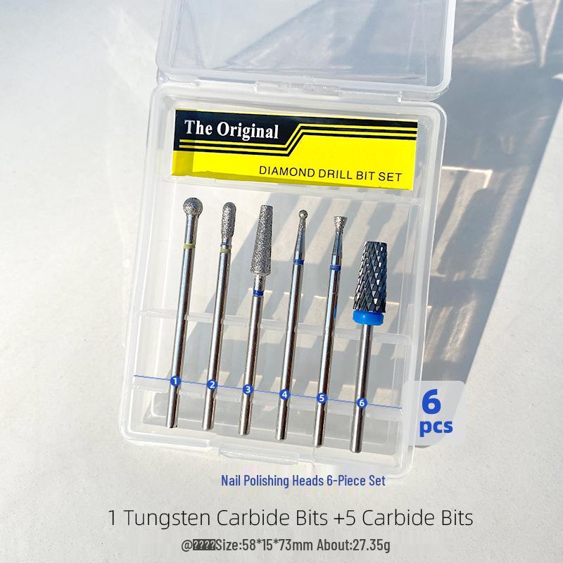 Tungsten Steel Nail Drill Set with Ceramic Grinding Heads for Cuticle Removal and Nail Polishing