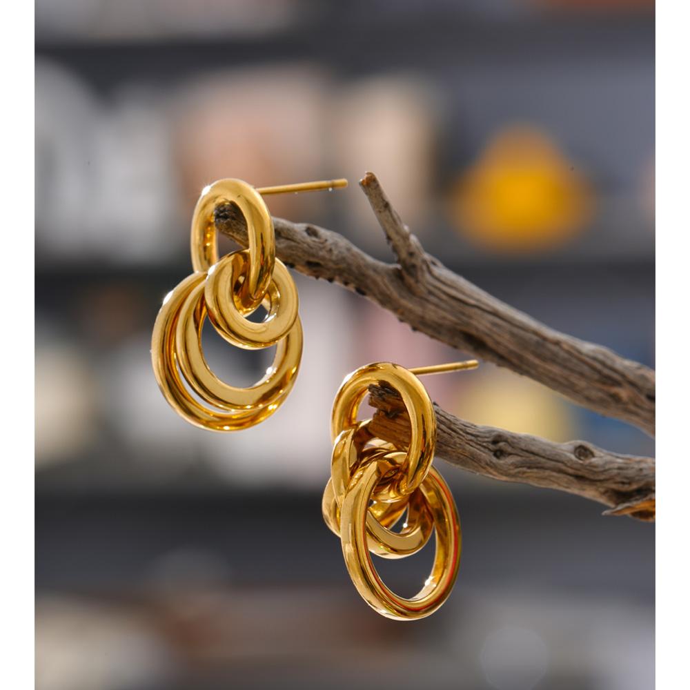 Yhpup New Stainless Steel Multi Circle Round Drop Earrings 2025 Waterproof Daily Recommend Fashion Attractive Women Jewelry Gift