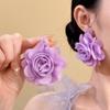 Raffia Šifonová Květinová Pecka Náušnice - Lehký Luxusní Dovolenkový Styl, Univerzální Design