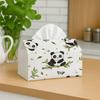 1pc, 2d Flat Printing, Tissue Box Cute Panda Animal Pattern Tissue Box Holder Vector Green& White Playful Durable Fabric Organizer with Lid and Reinfo