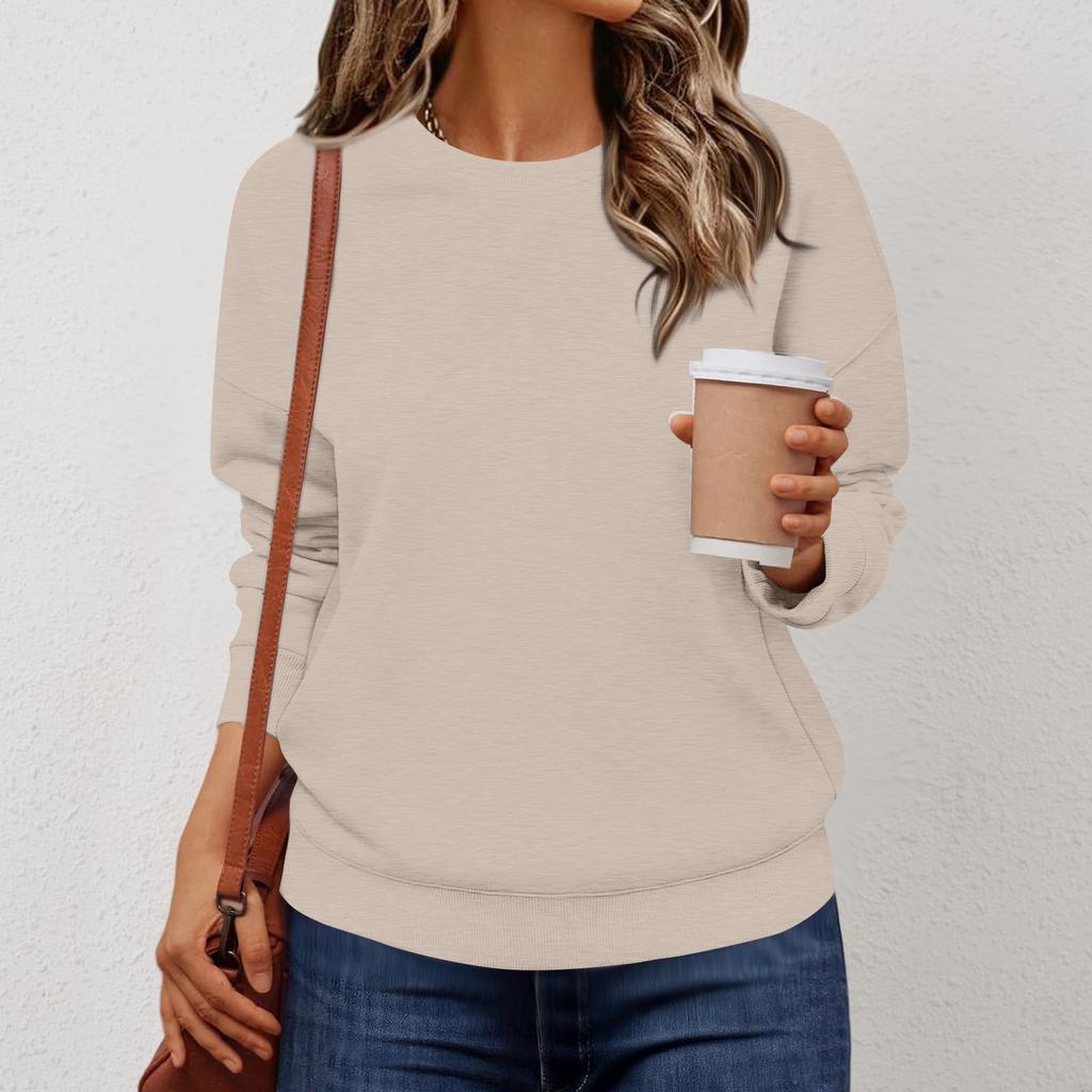 Dame Ensfarget Mote Langermet Topp Hettegenser