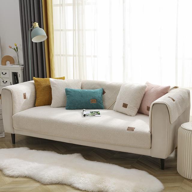 נורדי נגד החלקה מעובה כרית קטיפה כיסוי חם פשוט חיקוי קשמיר כיסוי כרית לספת עור כיסא עץ