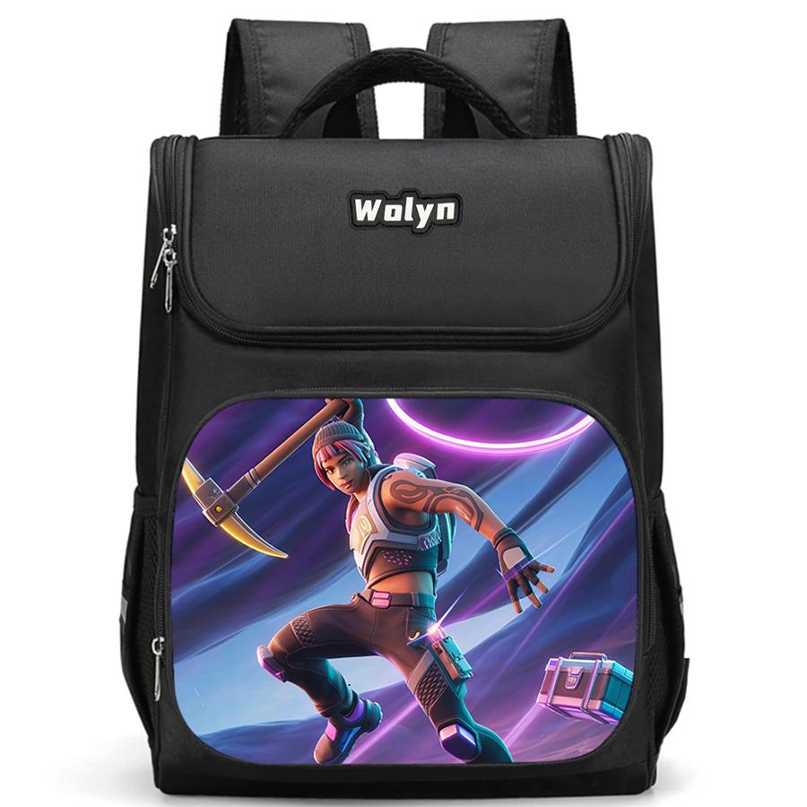 FORTNITE Cartoon Kids School Bag, Large Capacity & Multi Compartment Durable Backpack for Daily Use, Boys Girls Age 6-10