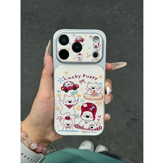 

West Highland Leather Texture Soft Case for Apple 13p, 14, 15, 15Pro, 16, 17ProMax - Cute Design with Large Window iPhone 17 - Integrated Camera Button