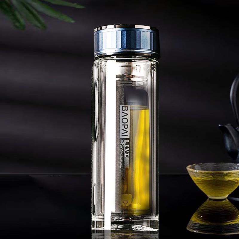 BAOPAI Double-Layer Glass Tea Infuser Bottle