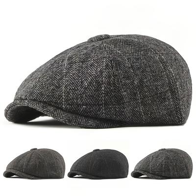 Gorra Unisex de Otoño Invierno para Hombre y Mujer Cálido Sombrero Octogonal de Cuadros para Sombreros de Detective Masculinos Gorras Planas Retro Marea Gorras