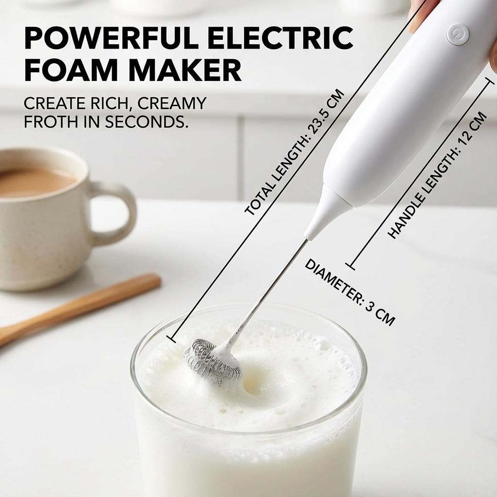 1PC Automatic Handheld Egg Beater Milk Froth Mixer Battery Operated Coffee Whisk Kitchen Tool for Foam Creation