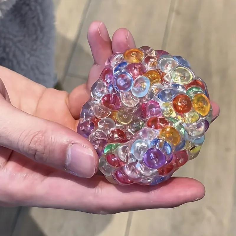 Pressure Relief Balls Set Handmade Kawaii Crystal Squishy No Air Stress Balls for Adults Portable Desk Toy for Anxiety Relief