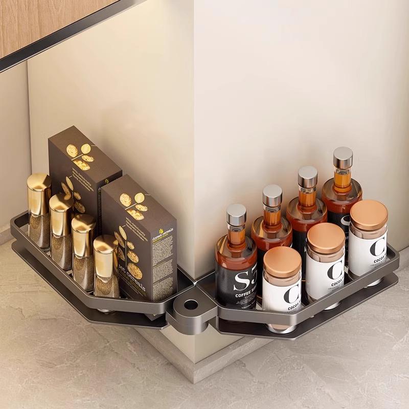 Wall-Mounted Aluminum Seasoning Rack - Punch-Free Kitchen Storage Shelf for Condiments