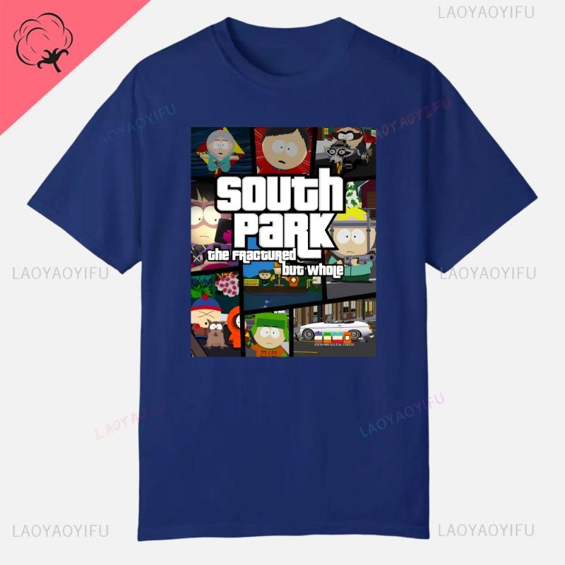 S-South Park Vlastní oblečení Vtipná trička s potiskem Bavlněná trička s krátkým rukávem Jednobarevná trička Oblečení Pánské Streetwear Grafické tričko