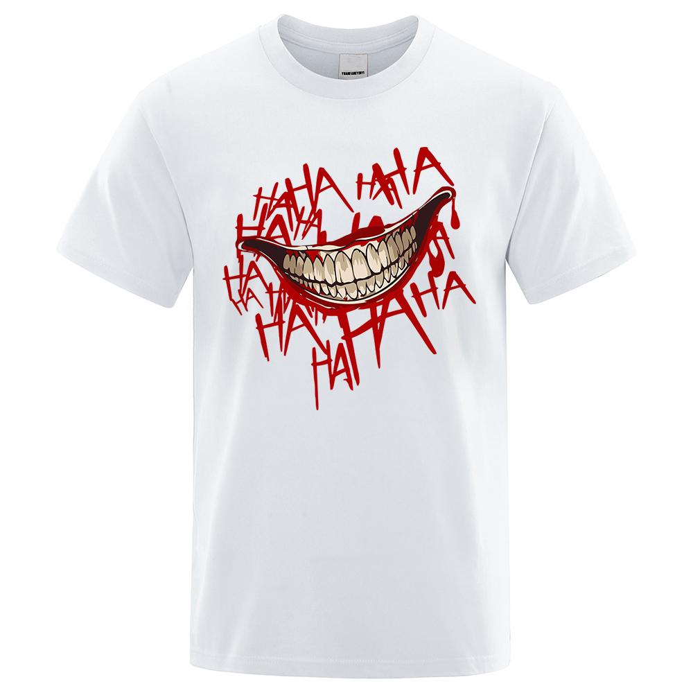 Evil Clown Smile Printing Tops Men Women Casual Tee Clothes T-Shirts Crewneck Summer T-Shirt Sweat Cotton Loose T Shirt Couple