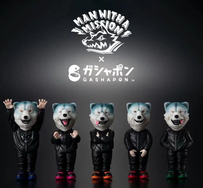 MAN WITH A MISSION 2024 Merchandise Gacha 5-Piece FIGURE COLLECTION Figure Man With a Keychain + (Green: DJ Santa Monica)