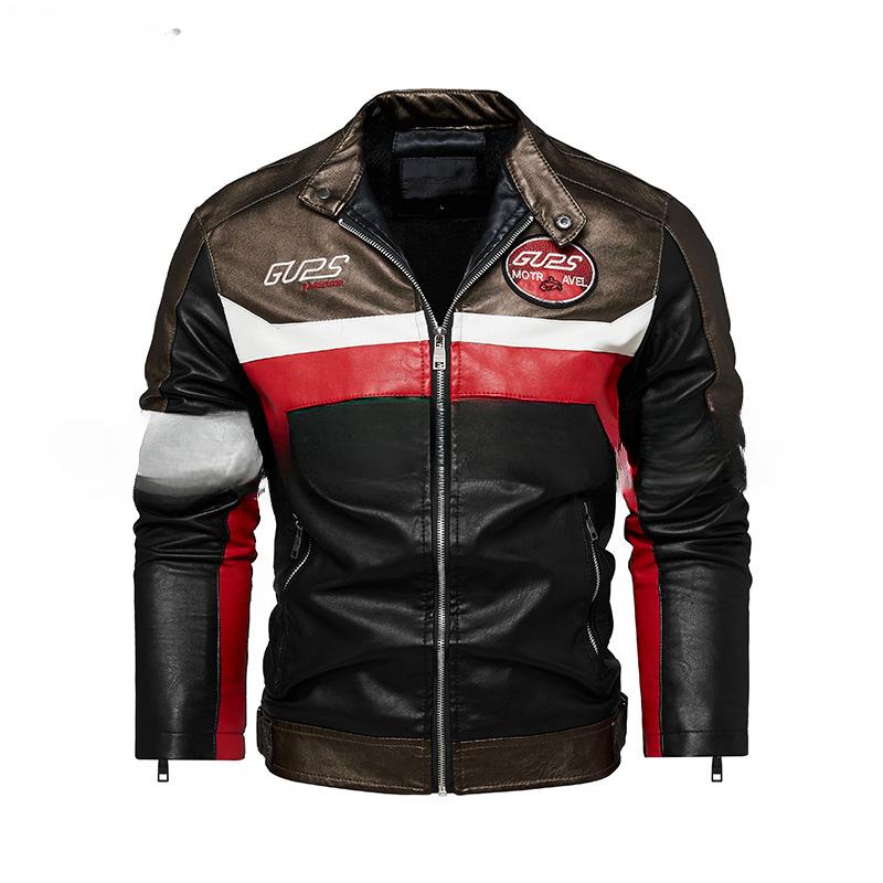 

Мужская куртка, новая мода, европейская и американская одежда для локомотивов, подходящая по цвету, бархатная кожаная куртка большого размера для мужчин XXXL