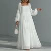 Frühlings-Neuheiten Damenmode Mode Lässig Elegant Quadratischer Ausschnitt Locker Einfarbiges Kleid