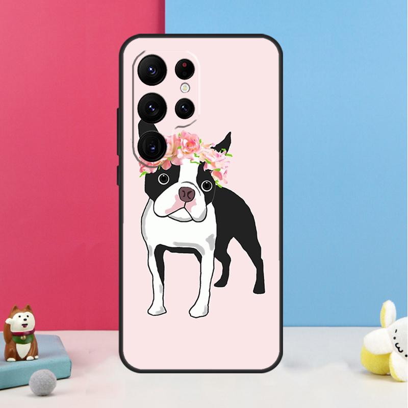 Boston Terrier Hunde Hülle Für Samsung Galaxy S24 Ultra S20 S21 S22 S23 S25 Plus S9 S10 S25 FE Rückabdeckung Schale