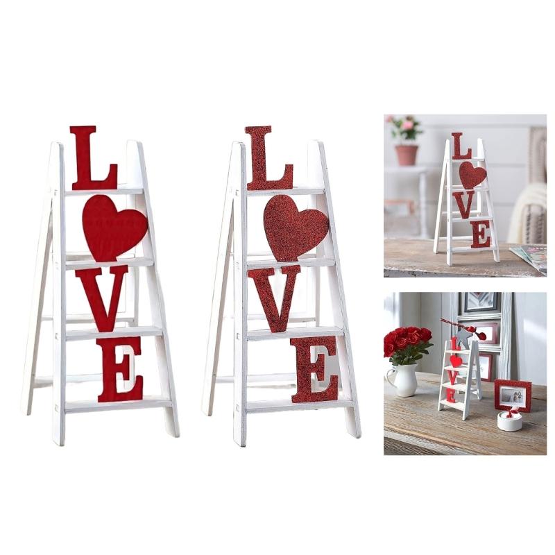 Valentines Day Love Ladder Tabletop Decoration Wood Sign for Romantics Home Wedding Parties Table Centerpieces Decors