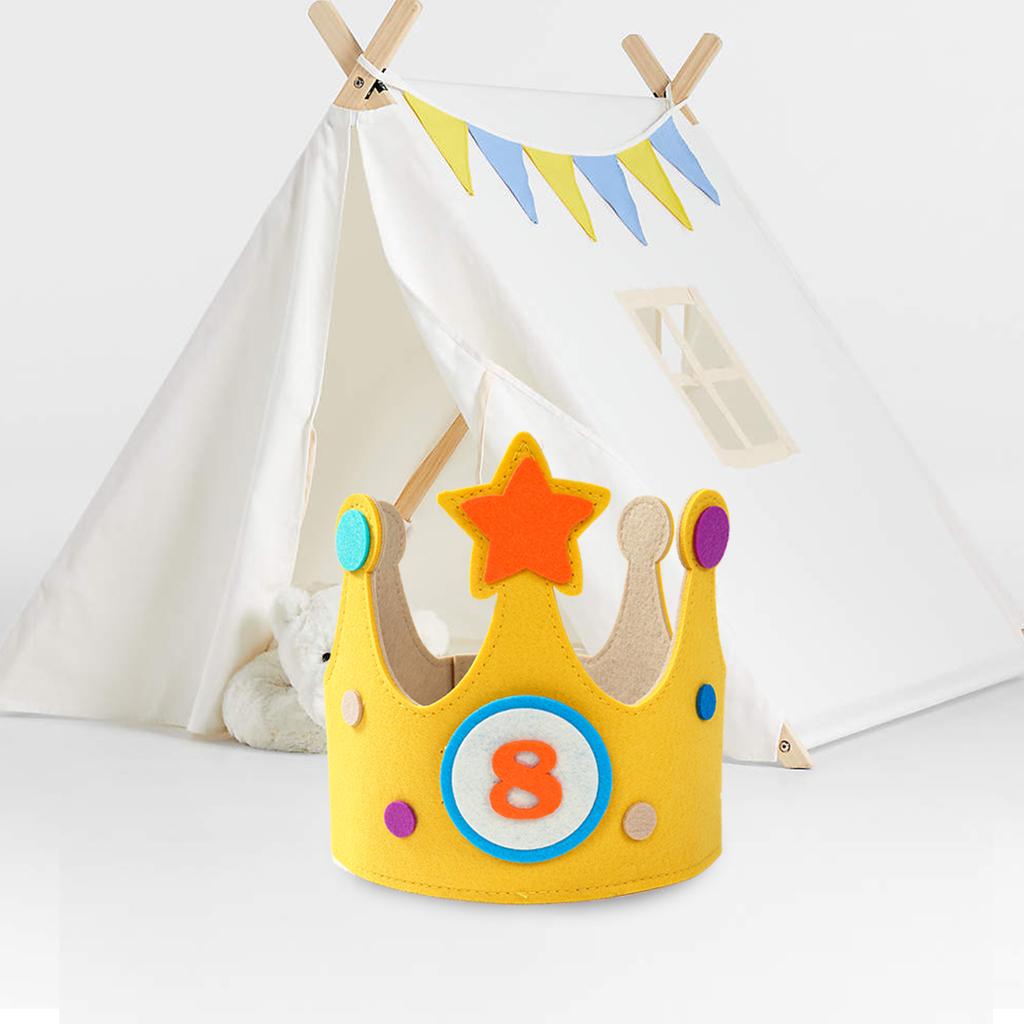 1 Set Filz-Geburtstagskrone Langlebig Kreativ Austauschbare Zahlen Krone Verstellbare Größe Jungen Mädchen Geburtstagsparty Dekorationszubehör