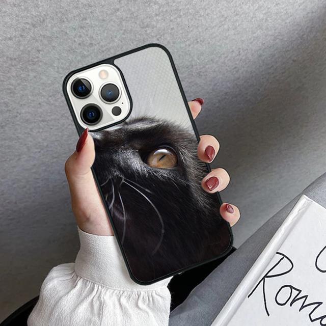 Black Cat Staring Eye Phone Case Cover For iPhone 17 Air 16 15 14 Plus 12 13 Pro Max Coque Shell Fundas