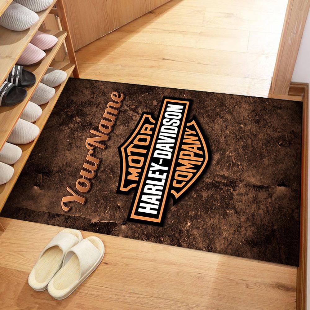 Harley-davidson Motorcycles Customizable Name Carpet Perfect for Decorate Room Entryway Bedrooms Dining Room Anti-slip Rug Office Home Decor