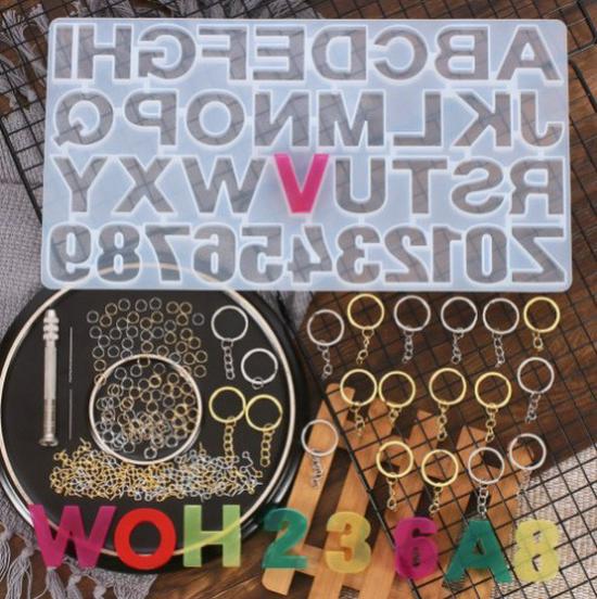 DIY Epoxy Resin Crystal Letter Silicone Set for Key Pendant Crafting