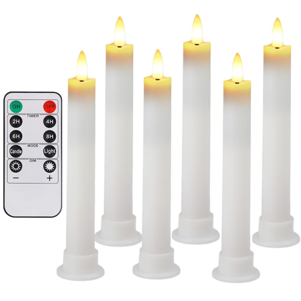 LED Flameless Taper Candles 6.5/11" Battery Operated Fake Flickering Candlesticks Electric Long Candles for Wedding Home Decor