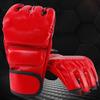 Unisex MMA Gloves Half Finger Boxing Gloves with Open Palms for Combat Fighting Training Red