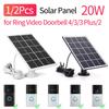 1/2Pcs 20W 5V Solar Panel for Ring Video Doorbell 4/3/3/Plus 2 360 Degree Adjustable Wall Mount Solar Charger Solar Panel Kit
