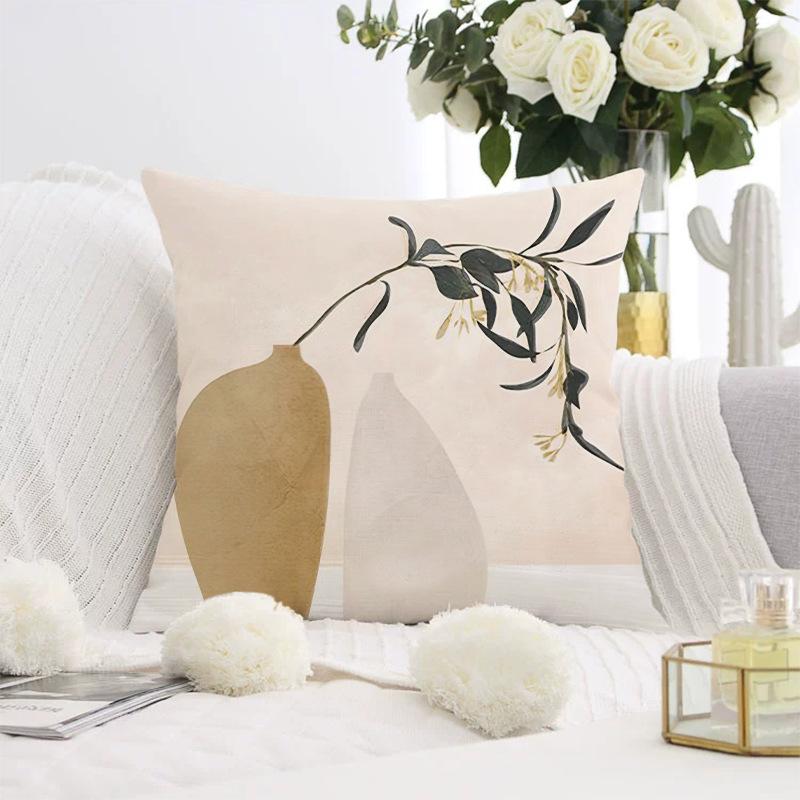 

Nordic Abstract Pillow Sofa Pillow Cover Modern Simple Short Plush Printed Pillow Cover Cushion 45 * 45cm without core