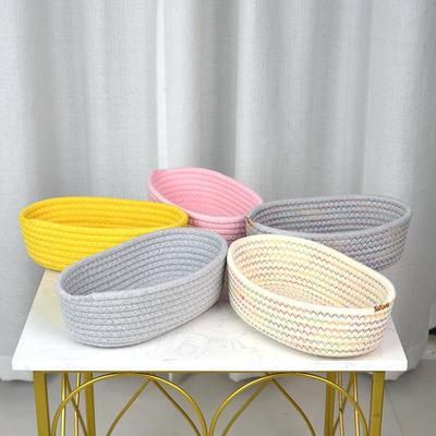 Moderní oválný úložný koš z bavlněného lana na svačiny a kosmetiku