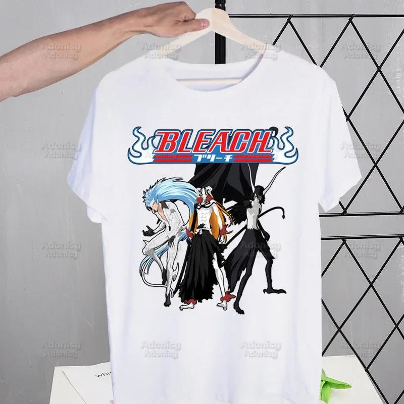Bleach Anime Kurosaki Ichigo Japanese T Shirt Men Retro Washed Tops Tees Harajuku Tshirt Streetwear Hip Hop Male T-shirts