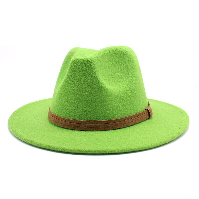 Men'S And Women'S Top Hat Flat Edge Straight Edge Suede With Accessories Woolen Jazz Hat