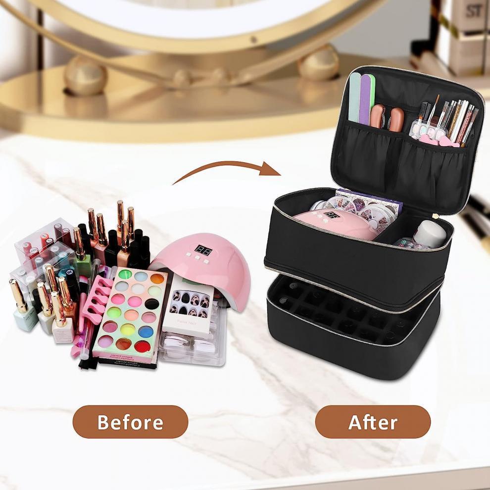 Double-Layer Portable Nail Polish & Makeup Storage Bag