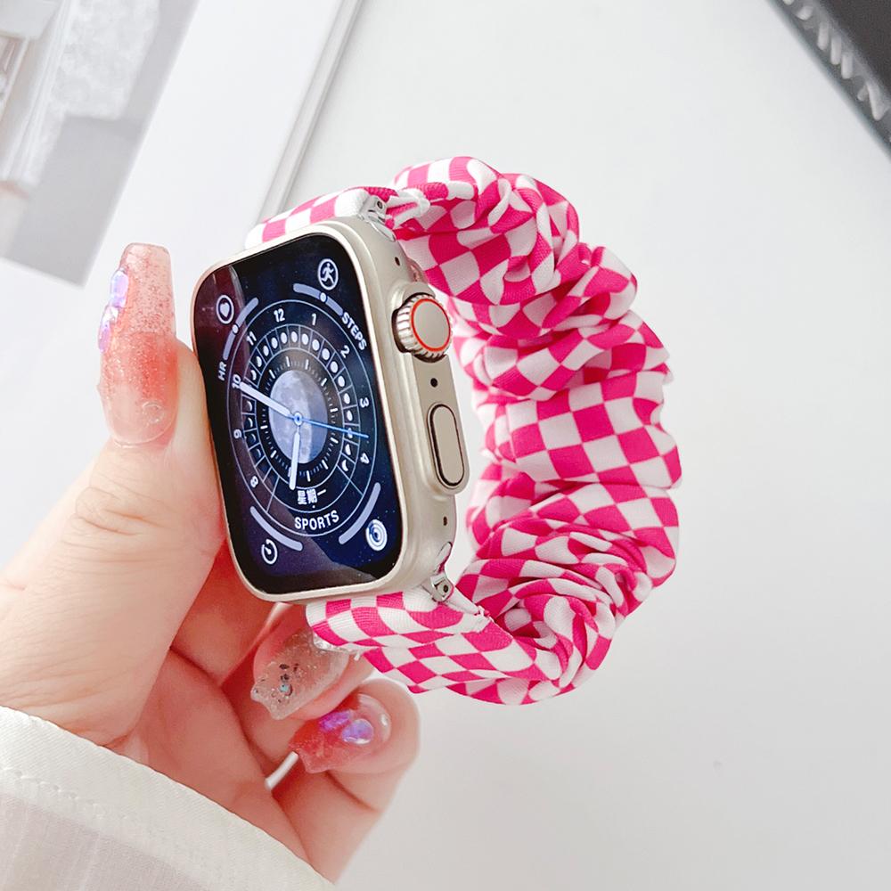 Scrunchie Soft Loop Nylon iWatch Band for Apple Watch Bracelet 38mm 40mm 41mm 42mm 44mm 45mm 46mm 49mm Stretchy Women Elastic