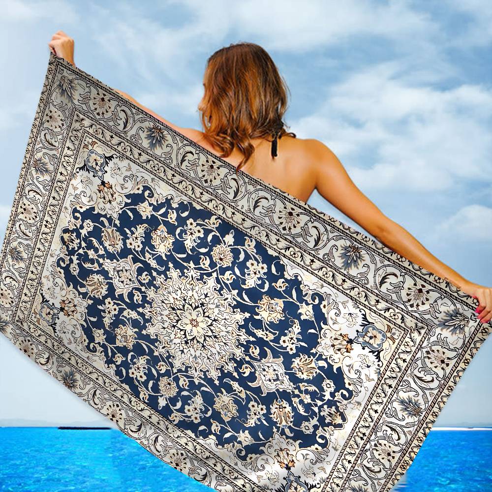 

Persian Carpet Room Microfiber Beach Towel Absorbent Quick Dry Soft Yoga Swimming Resort Mountain Climbing Towel W30*H60(CM)